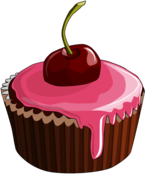 Cartoon Cupcake Cherry on Top