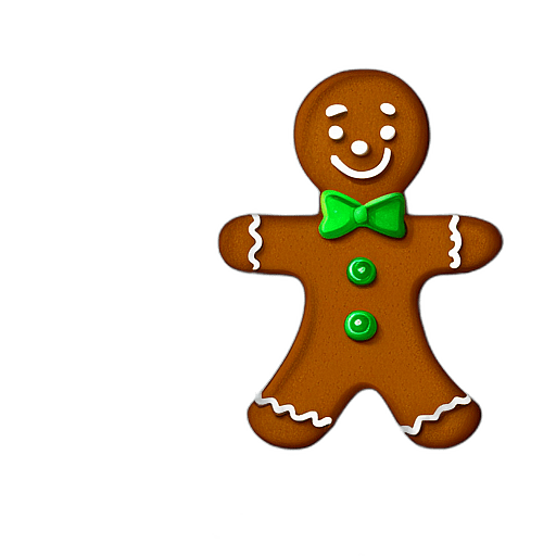 Elegant Gingerbread Man With Gold Luster Dust And Almond Buttons, Minimalist - Gingerbread Men, Decorated For Christmas, With Colorful Details And Icing, Single Item, No Shadow