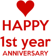 Happy First Anniversary Red Letters