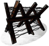 Barbed Wire on Metal Barricade