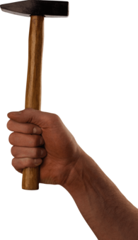Hand Holding Long Hammer