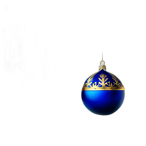 Royal Blue Bauble With Gold Crown Detailing, Minimalist - Single Item, Decorated Christmas Bauble, High Detail, No Shadow
