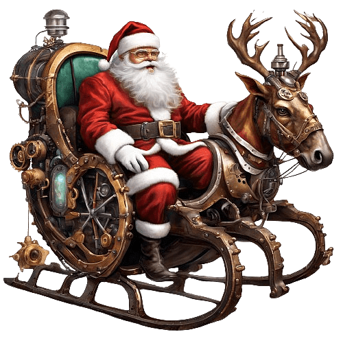 Santa Claus on a Steampunk Sleigh