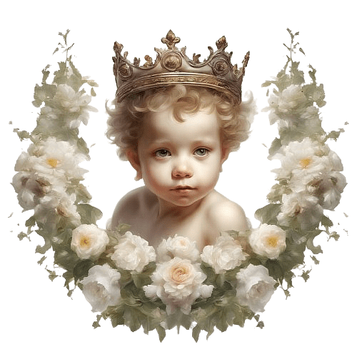 Cherub Surrounded by Flowers