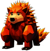 Porcupine, Cartoon Character - In The Style Of Pixar, Single View, No Shadow