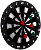 Red and Geeen Darts In Dartboard