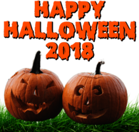 Happy Halloween 2018 Pumpkins on Grass