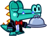 Marcel Le Uppity Croc Monsieur Holding A Tray