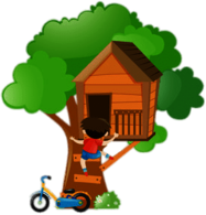 Boy Climbing Up A Treehouse