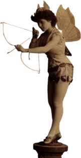 Victorian Burlesque Actress Cupid Angel With Bow On A Plinth