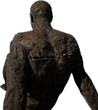 Modern Statue Of A Man Sitting Back