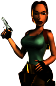 Lara Croft Holding Gun