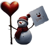 Snowman Holding a Big Heart