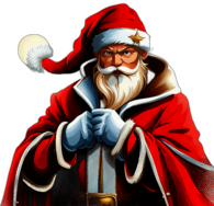 Santa Claus With A Cape, Depicting A Superhero Theme, Classic - Detailed Figure Of A Classic Santa Claus, Emphasis On Colors And Festive Attributes, Full Body Figure In The Middle Of The Frame, High Detail, White Background, No Shadow