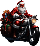 Cool Santa Claus on a Motorbike