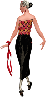 Art Nouveau Standing Woman With Ribbon on Wrist Illustration