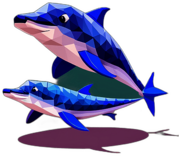 Dolphin, Cartoon Character - In The Style Of Pixar, Single View, No Shadow