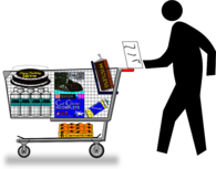 Customer with Shopping Cart Pictogram