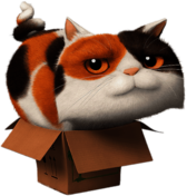 Home character Pig the Cat in a box