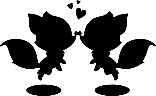 Two Little Kissing Foxes