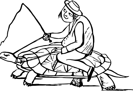 Edward Lear Drawing Man Riding a Turtle