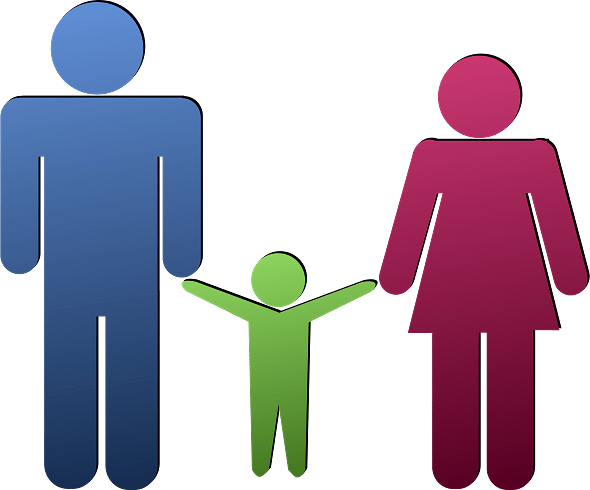 Family of Three Coloured Pictogram