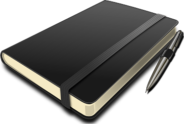 Black Notebook and Pen Clipart