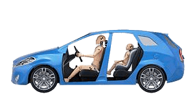 Crash Test Dummies in Blue Car