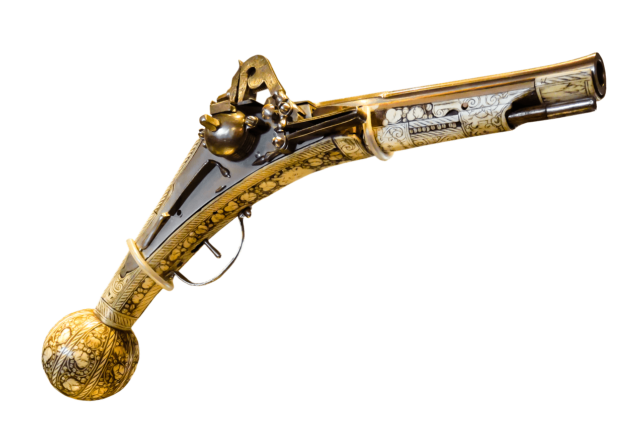 Pistol Ornate Wood and Tusk