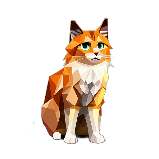 Norwegian Forest Cat, Children'S Cartoon Animation Style - Full Body, Single View, No Shadow