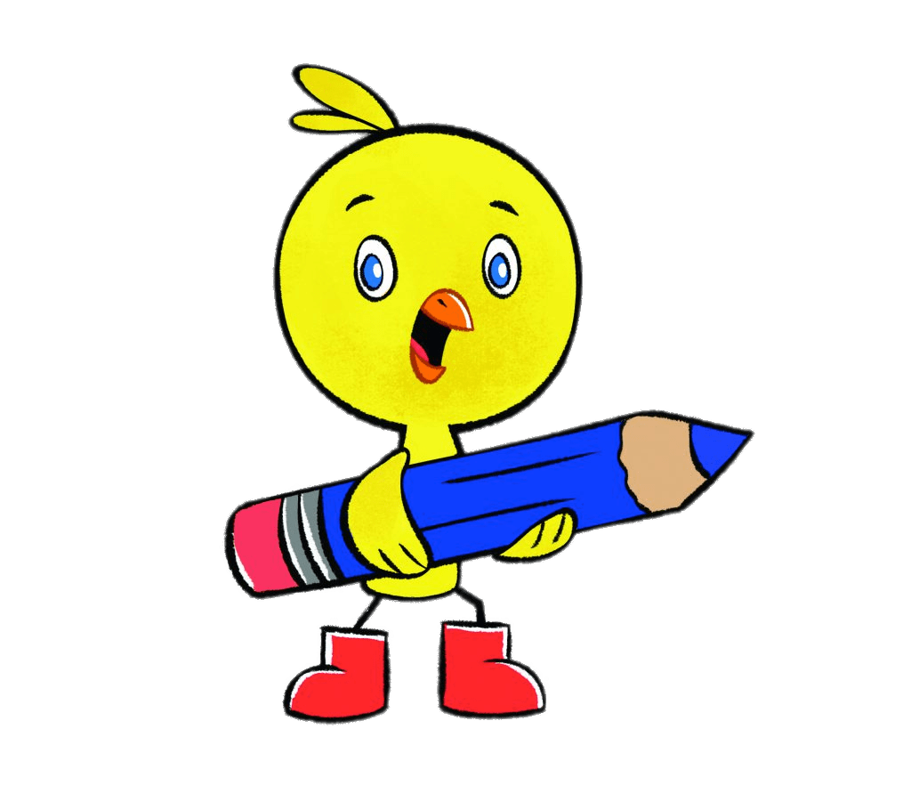 Chirp Holding A Giant Pencil