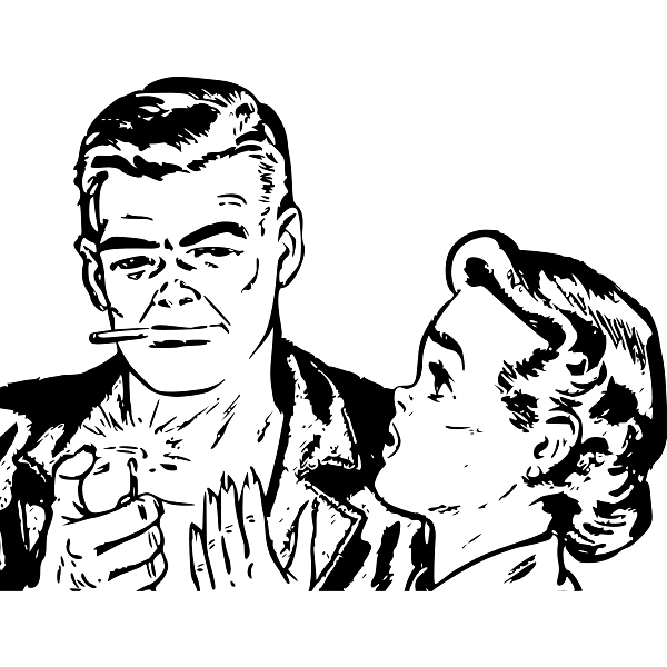 Woman Talking To Man Smoking Retro Image