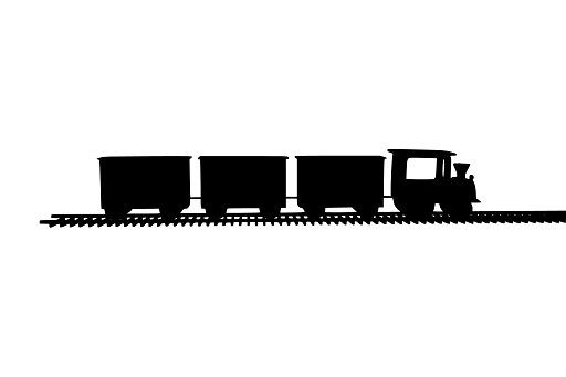 Silhouette of Little Toy Train on Tracks