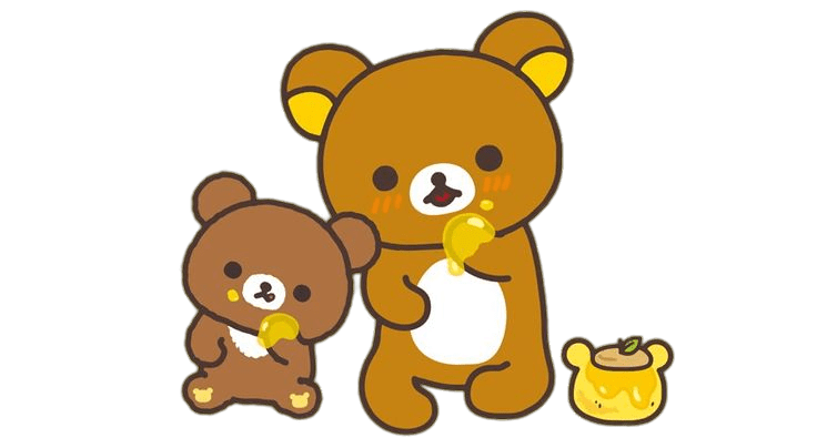 Chiroykogma and Rilakkuma Bear Eating Honey