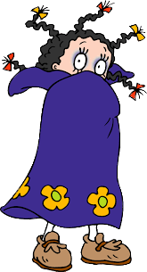 Mona the Vampire Hiding Behind Cape