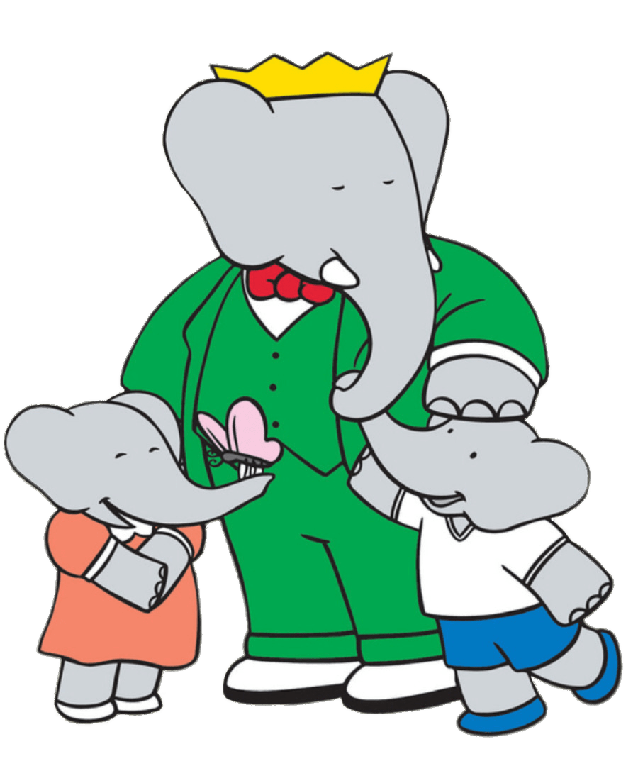Babar the Elephant With Flora and Pom