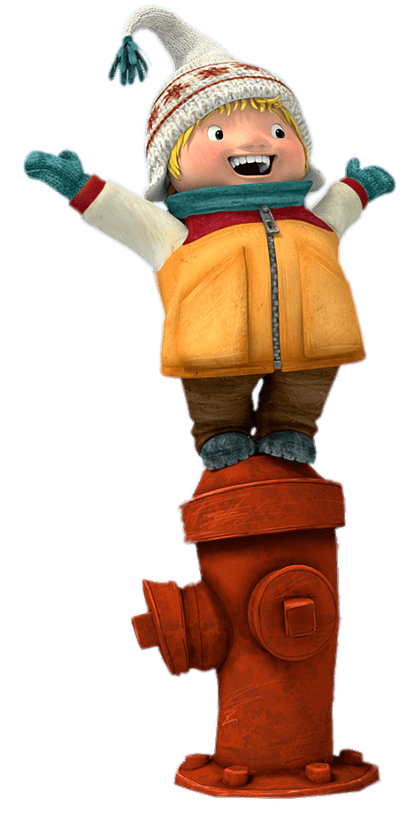 Snowsnaps Sami standing on fire hydrant