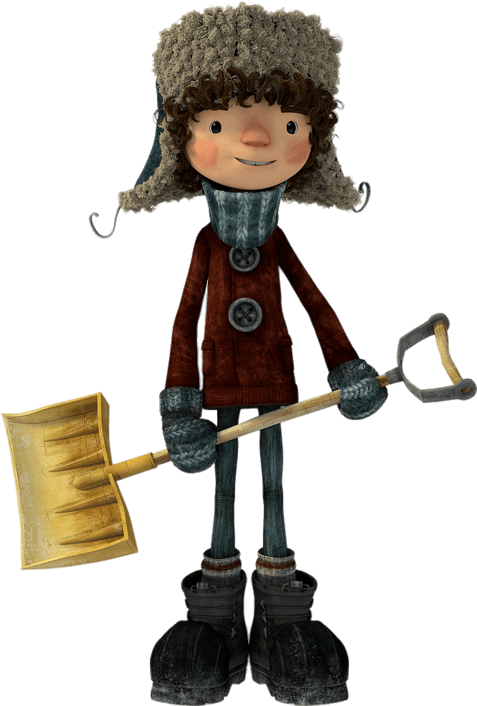 Snowtime Movie Character with Snow Shovel