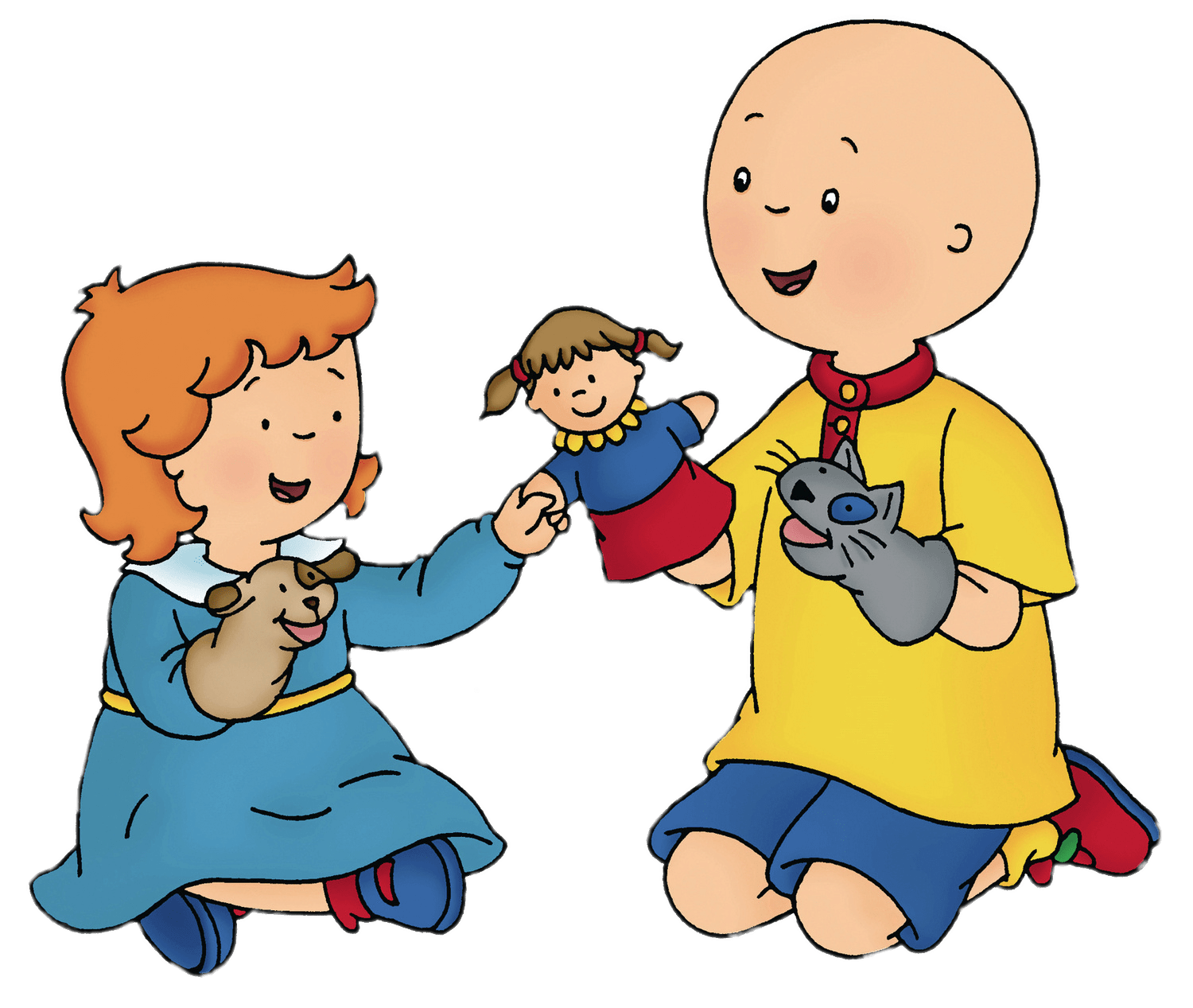 Caillou and Rosie Playing With Hand Puppets