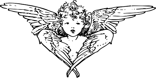 Little Angel with Wings Wrapped around Him