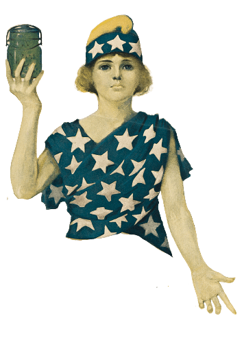 Patriotic US Woman Holding A Jar 1918