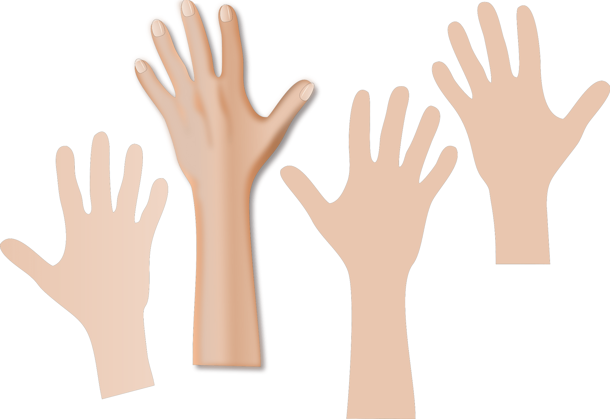 Four Hands Reaching Up