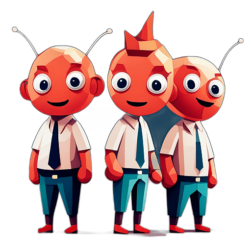 Red Ant, Children'S Cartoon Animation Style -  Full Body, Single View, No Shadow