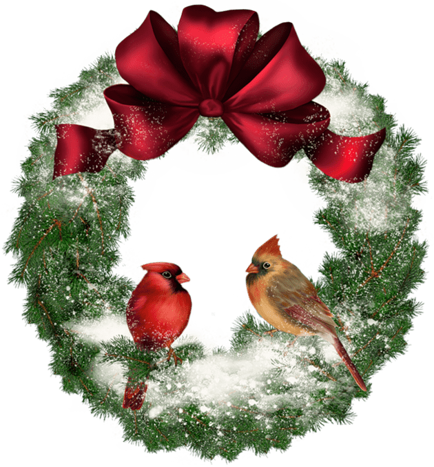Christmas Wreath With Birds