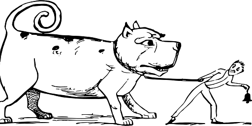 Edward Lear Drawing Man Having Trouble Walking his Dog