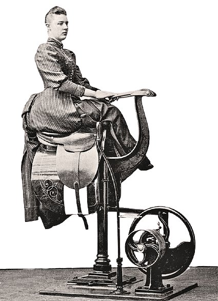 Victorian Woman Sitting On Mechanical Horse