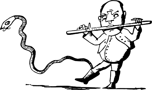 Edward Lear Drawing Man Playing the Flute to a Snake