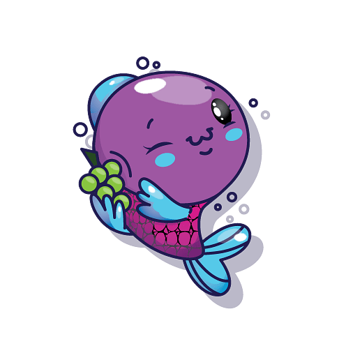 Pikmi Pop Guggles the Clown Fish holding grapes