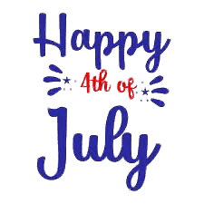 Happy 4th of July blue and red letters