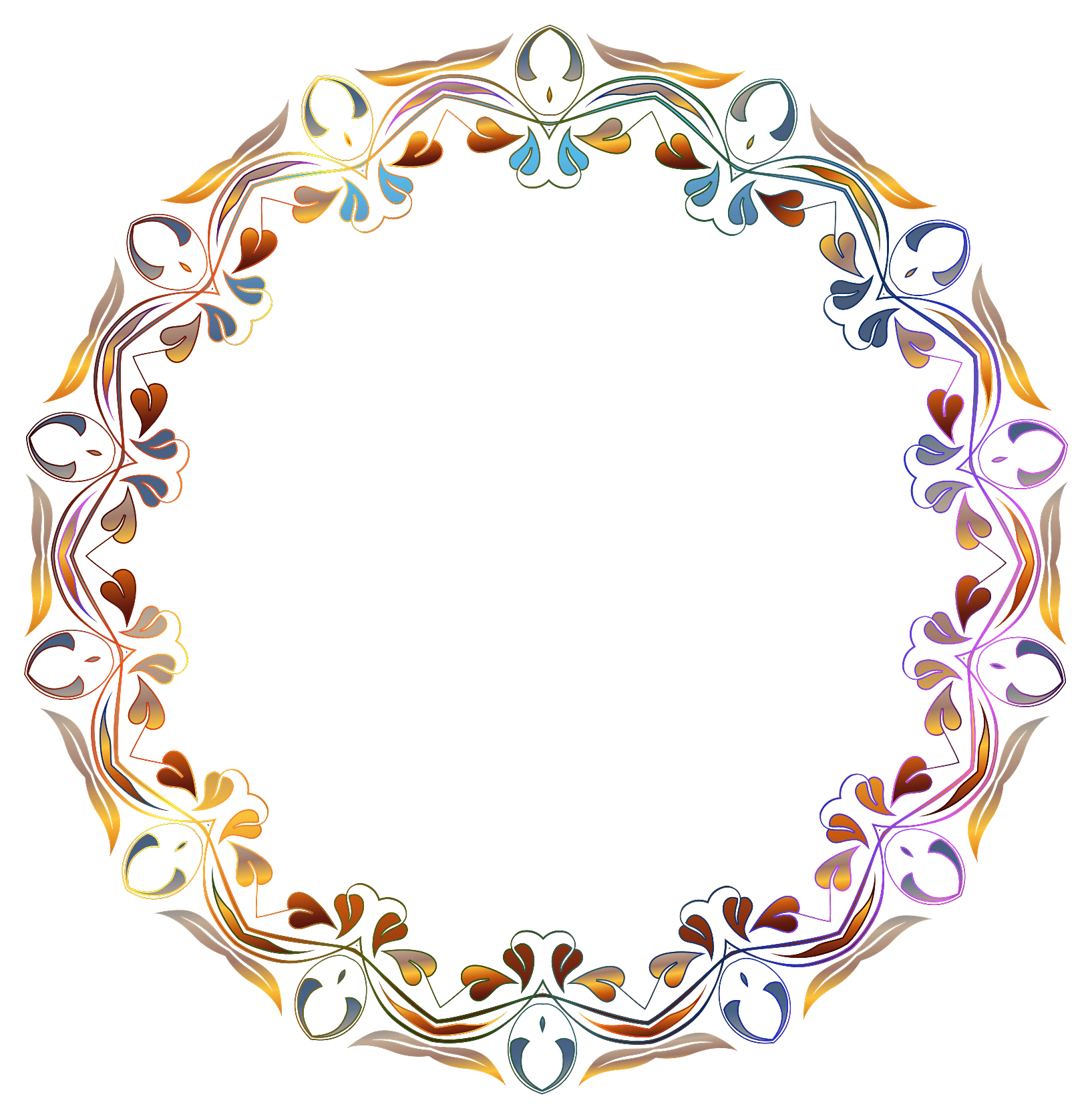 Coloured Floral Round Frame